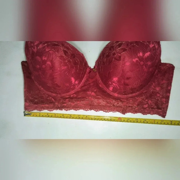 Daisy Fuentes Red Floral Lace Underwire Full Figure Push Up Bra, 42D, NWT - Picture 3 of 7